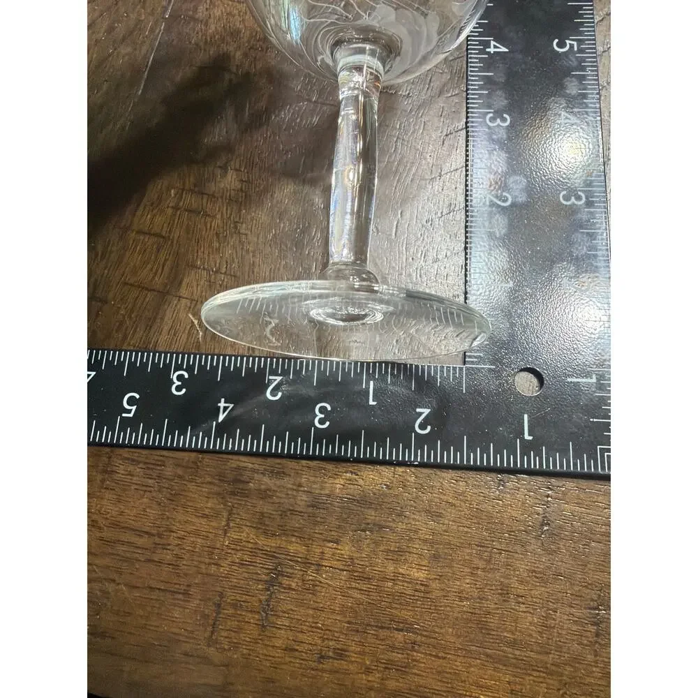 Vintage Etched Glass Wine Claret Glass Set Of 5 Stemware 4 3/4